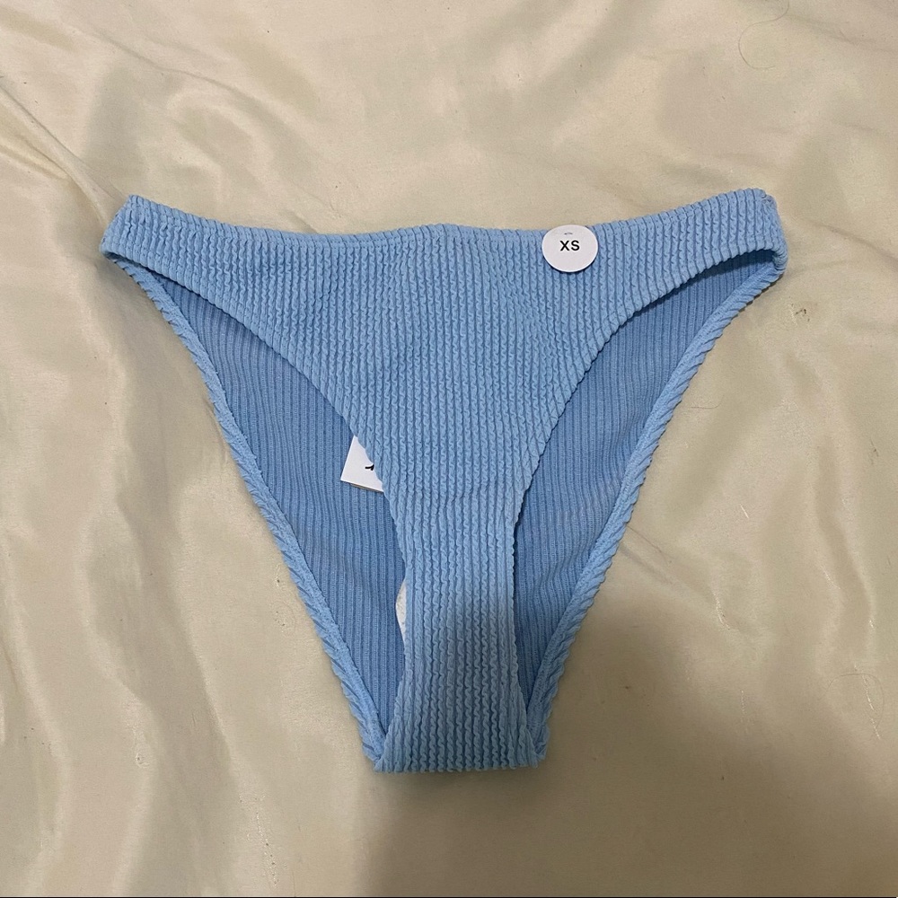 MONKI Blue Cheeky High Waisted Bikini Bottoms